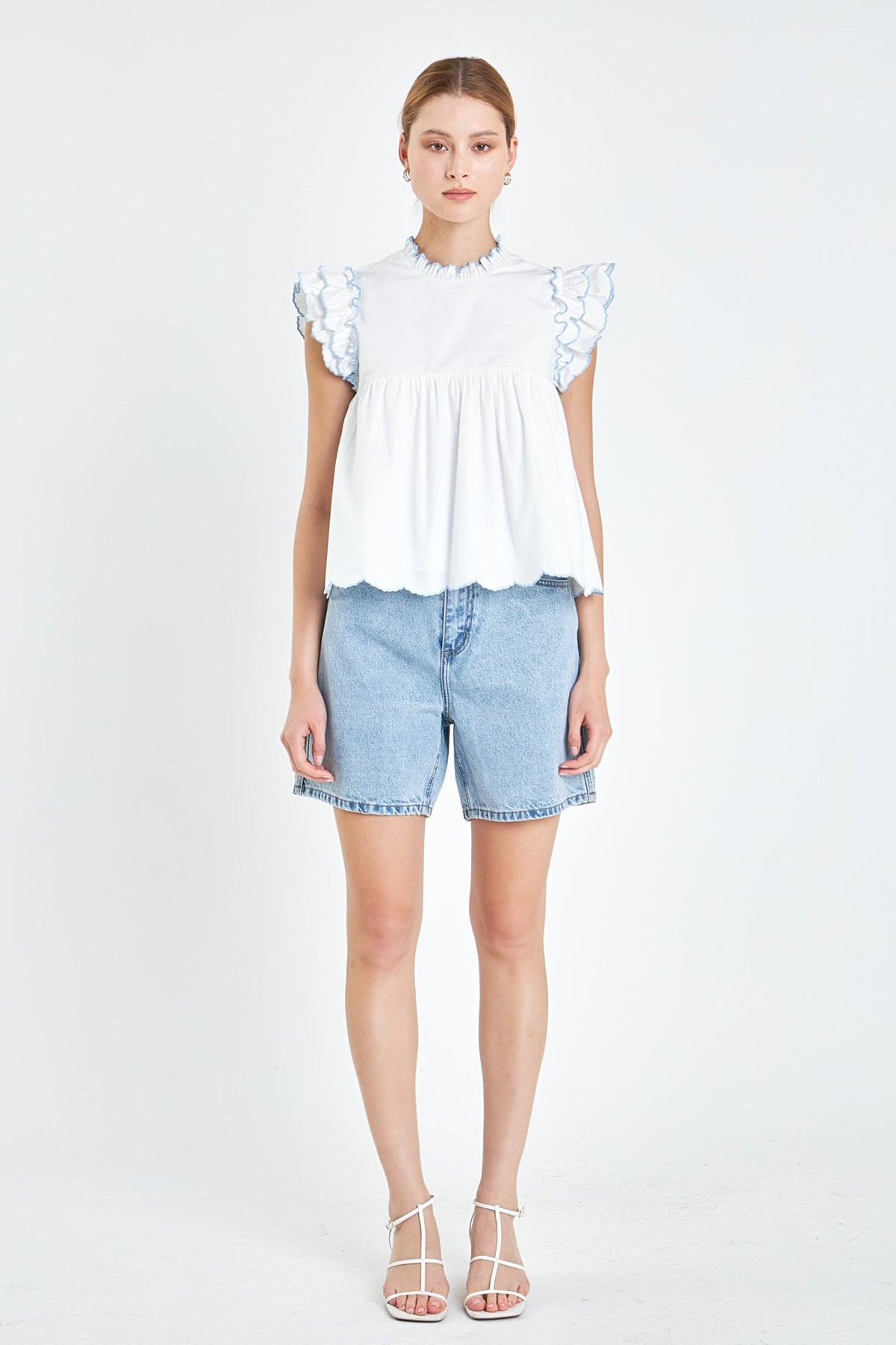 ENGLISH FACTORY - Embroidered Scallop Top - TOPS available at Objectrare