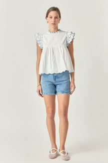 ENGLISH FACTORY - English Factory - Embroidered Scallop Top - TOPS available at Objectrare