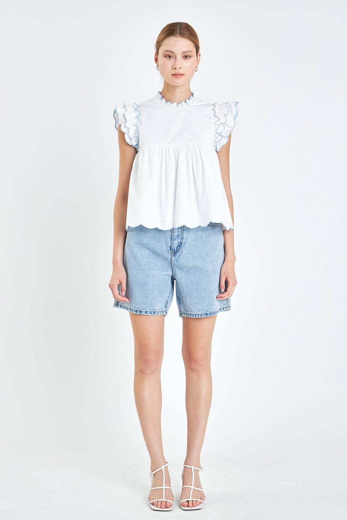 ENGLISH FACTORY - English Factory - Embroidered Scallop Top - TOPS available at Objectrare