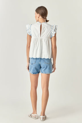 ENGLISH FACTORY - English Factory - Embroidered Scallop Top - TOPS available at Objectrare