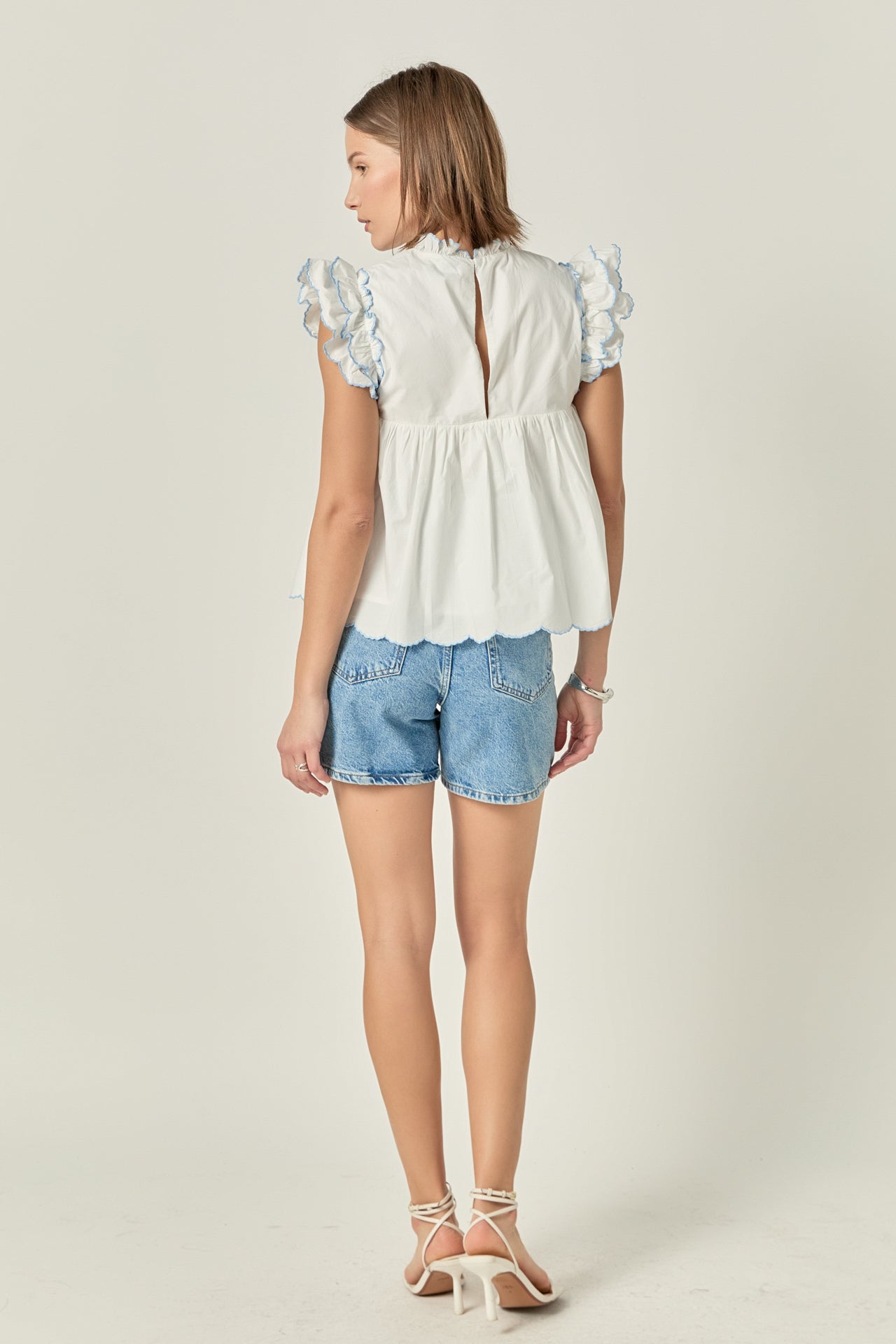 Embroidered Scallop Top