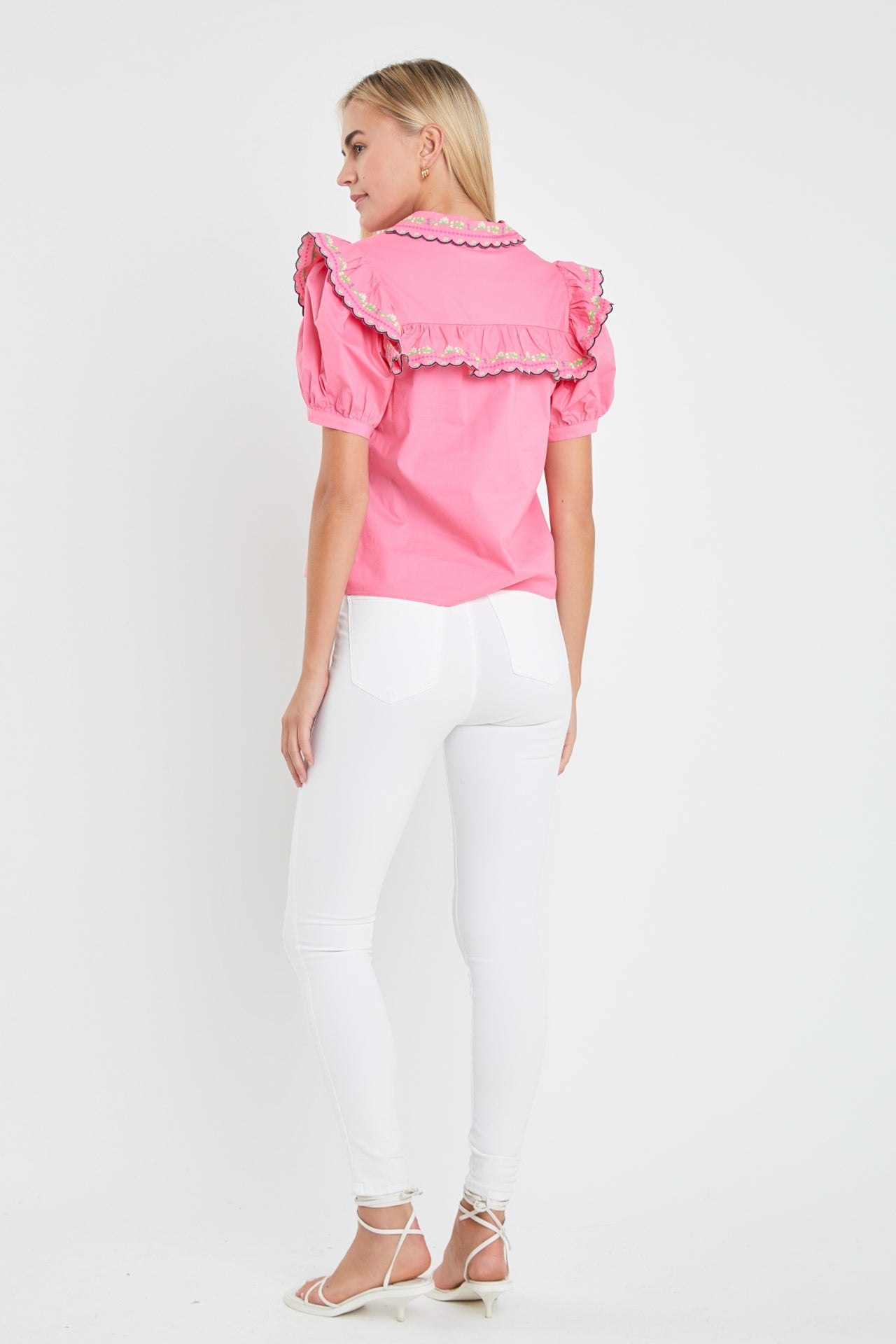 ENGLISH FACTORY - Floral Embroidered Short Sleeve Top - TOPS available at Objectrare