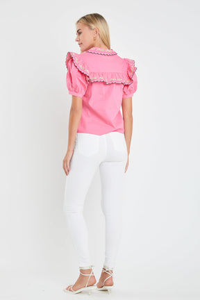 ENGLISH FACTORY - Floral Embroidered Short Sleeve Top - TOPS available at Objectrare