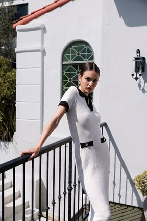 ENDLESS ROSE - Crochet Knit Collared Maxi Dress - DRESSES available at Objectrare