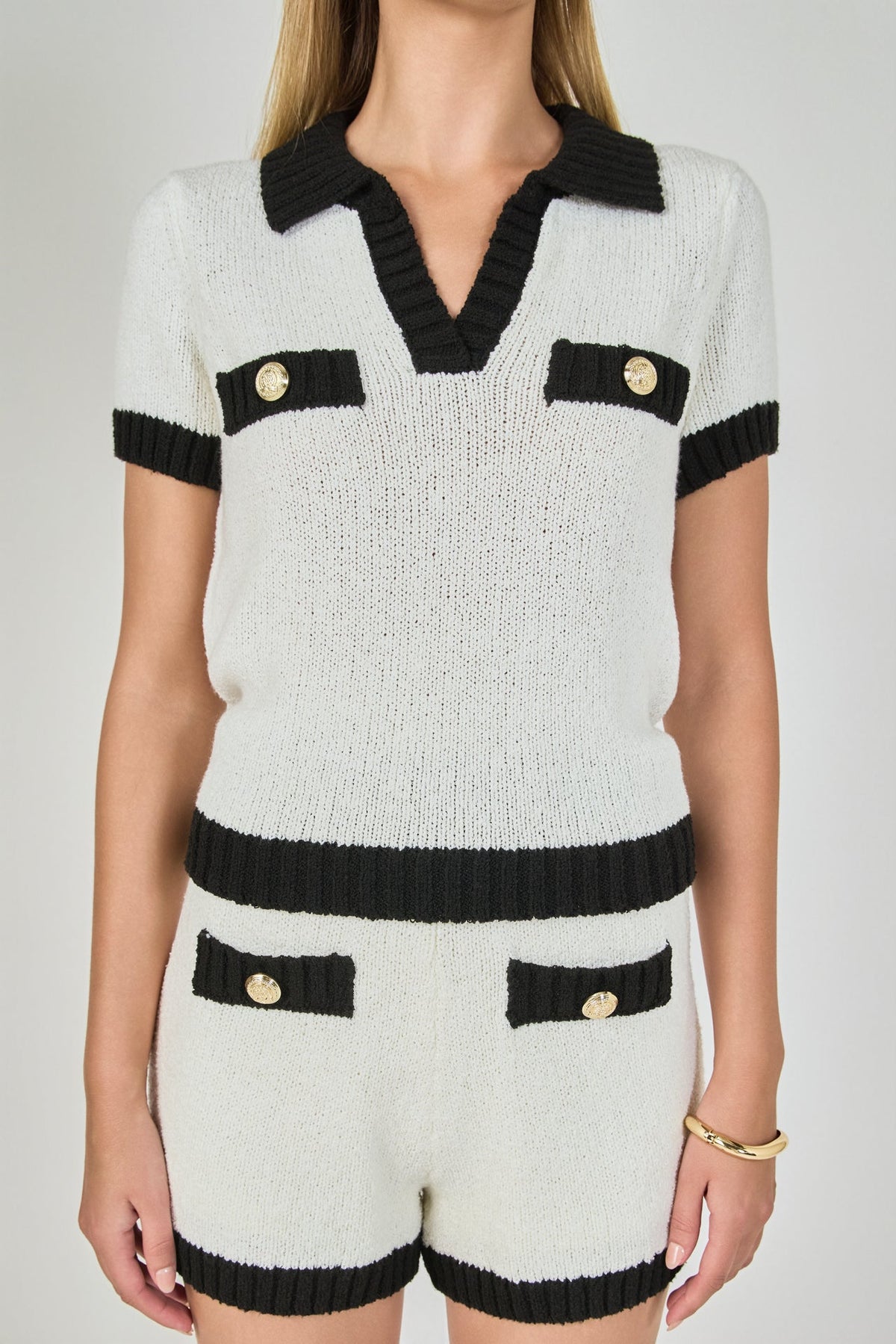 ENDLESS ROSE - Crochet Knit Collared Top - TOPS available at Objectrare