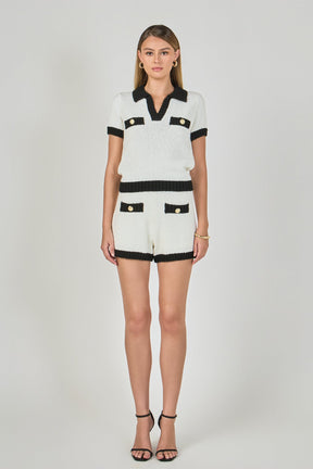 ENDLESS ROSE - Crochet Knit Collared Top - TOPS available at Objectrare