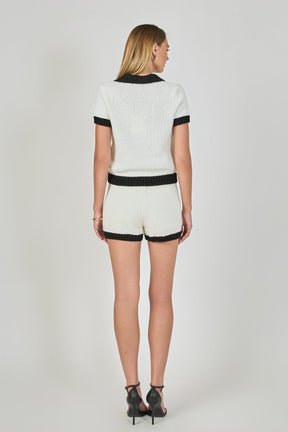 ENDLESS ROSE - Crochet Knit Collared Top - TOPS available at Objectrare
