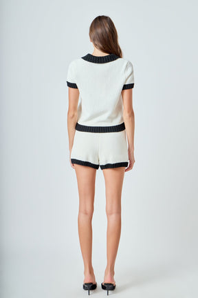 ENDLESS ROSE - Crochet Knit Collared Top - TOPS available at Objectrare