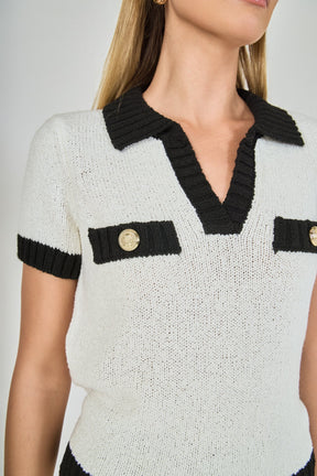 ENDLESS ROSE - Crochet Knit Collared Top - TOPS available at Objectrare