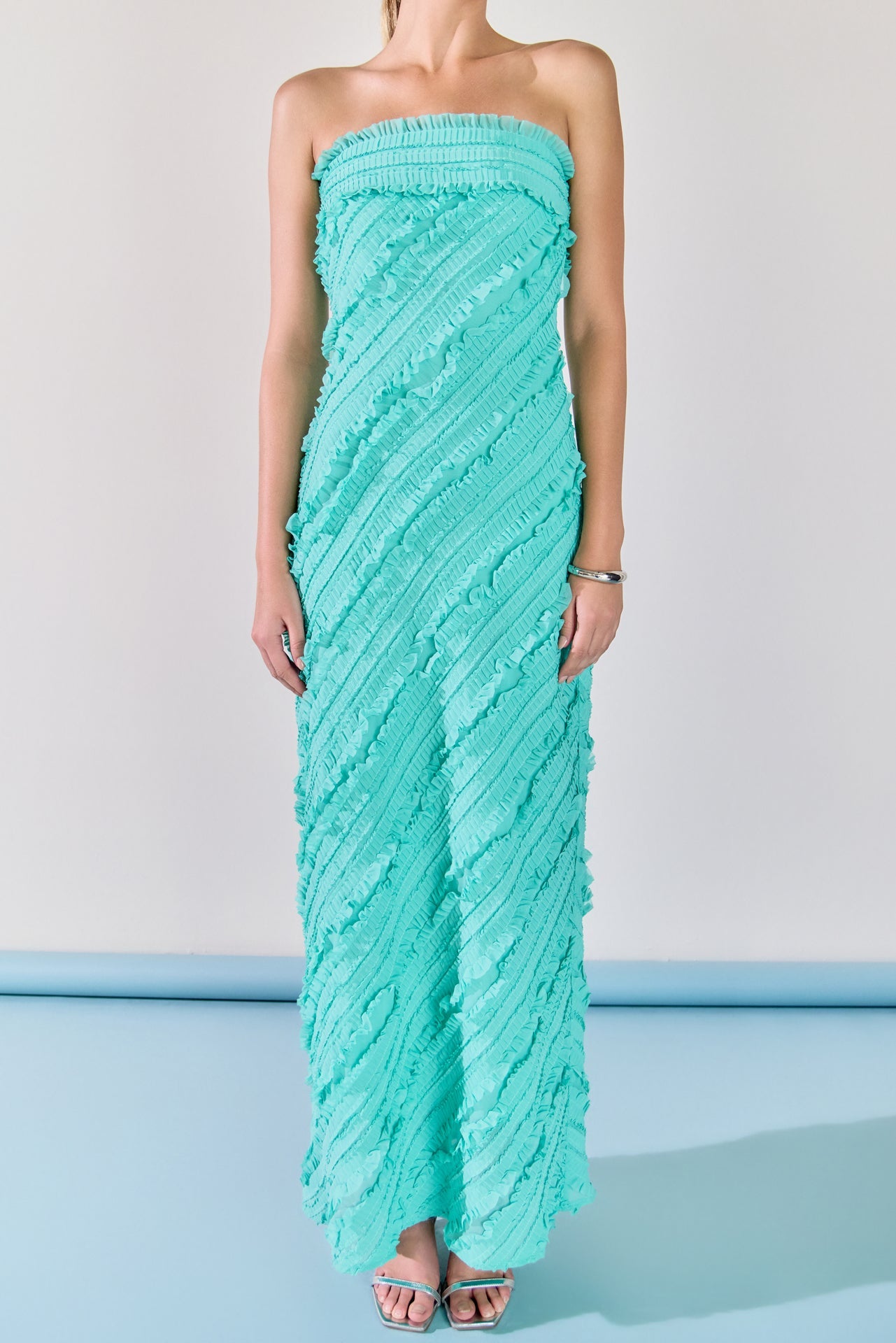 ENDLESS ROSE - Juliette Strapless Ruffled Maxi Dress - DRESSES available at Objectrare