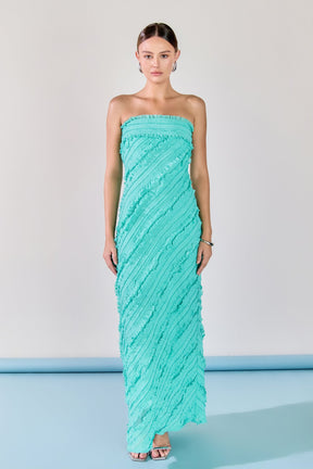 ENDLESS ROSE - Juliette Strapless Ruffled Maxi Dress - DRESSES available at Objectrare