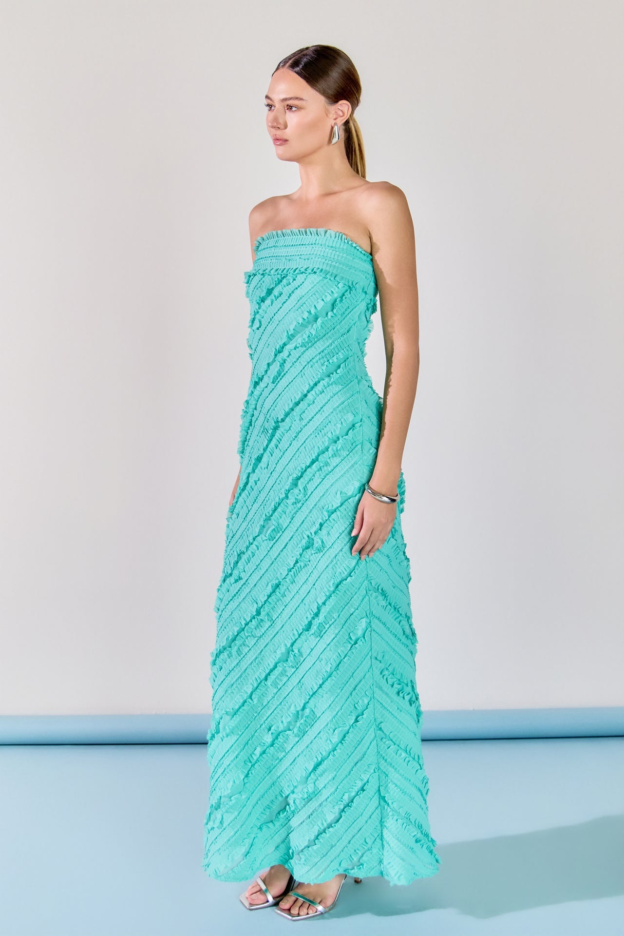 ENDLESS ROSE - Juliette Strapless Ruffled Maxi Dress - DRESSES available at Objectrare