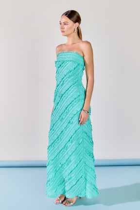 ENDLESS ROSE - Juliette Strapless Ruffled Maxi Dress - DRESSES available at Objectrare