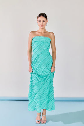 ENDLESS ROSE - Juliette Strapless Ruffled Maxi Dress - DRESSES available at Objectrare