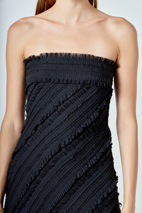 ENDLESS ROSE - Juliette Strapless Ruffled Maxi Dress - DRESSES available at Objectrare