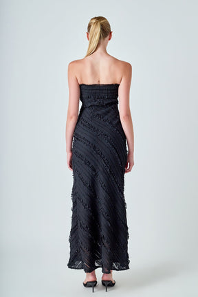 ENDLESS ROSE - Strapless Ruffled Maxi Dress - DRESSES available at Objectrare