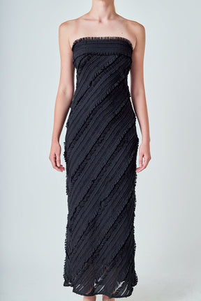 ENDLESS ROSE - Strapless Ruffled Maxi Dress - DRESSES available at Objectrare