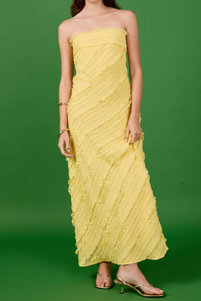 ENDLESS ROSE - Juliette Strapless Ruffled Maxi Dress - DRESSES available at Objectrare