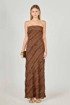 ENDLESS ROSE - Juliette Strapless Ruffled Maxi Dress - DRESSES available at Objectrare