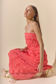ENDLESS ROSE - Juliette Strapless Ruffled Maxi Dress - DRESSES available at Objectrare