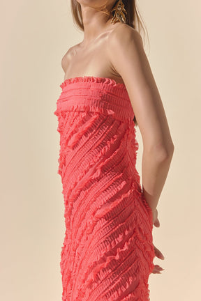 ENDLESS ROSE - Juliette Strapless Ruffled Maxi Dress - DRESSES available at Objectrare