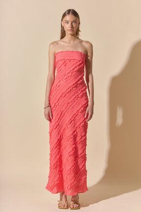 ENDLESS ROSE - Juliette Strapless Ruffled Maxi Dress - DRESSES available at Objectrare