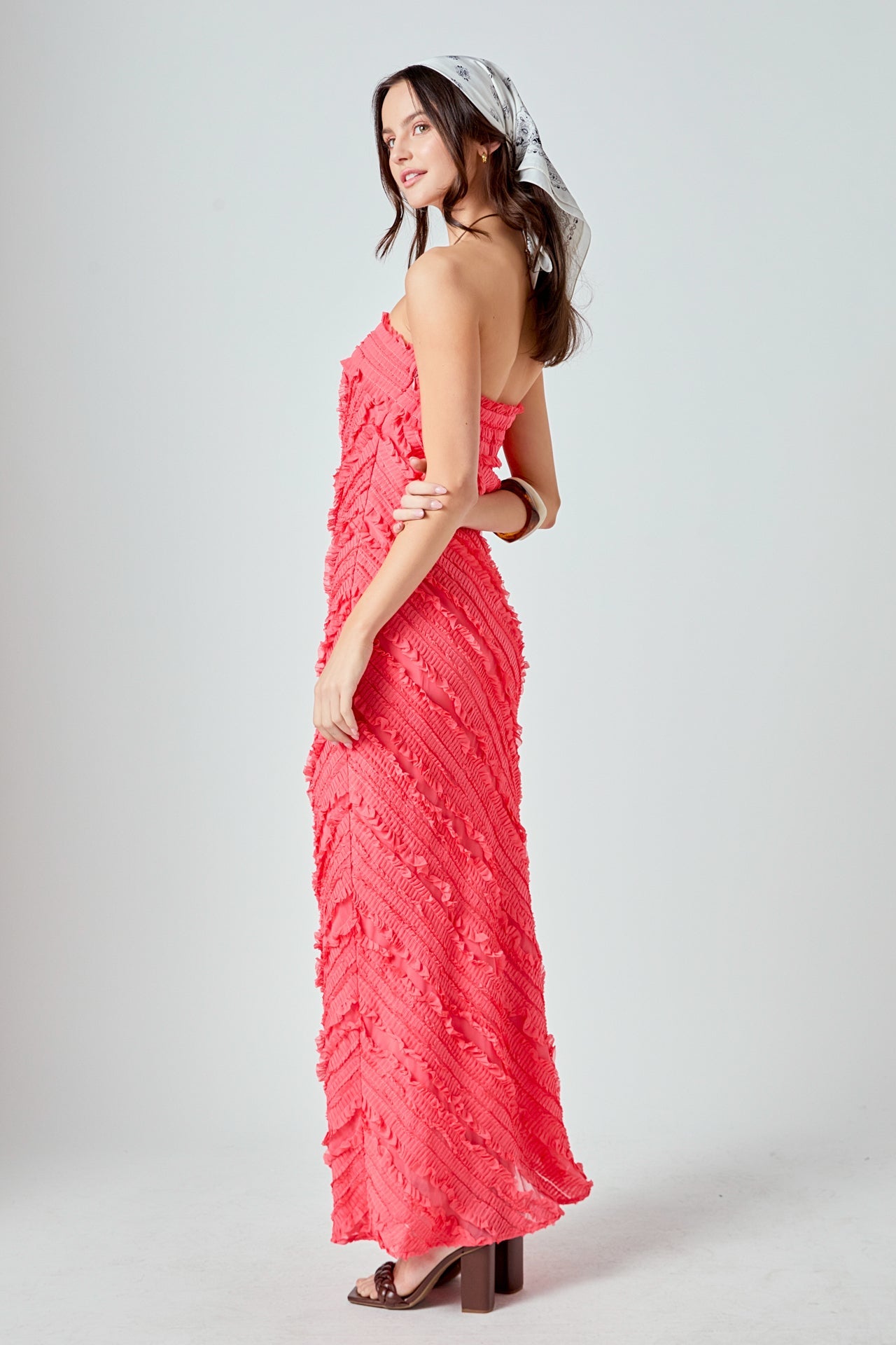 ENDLESS ROSE - Juliette Strapless Ruffled Maxi Dress - DRESSES available at Objectrare