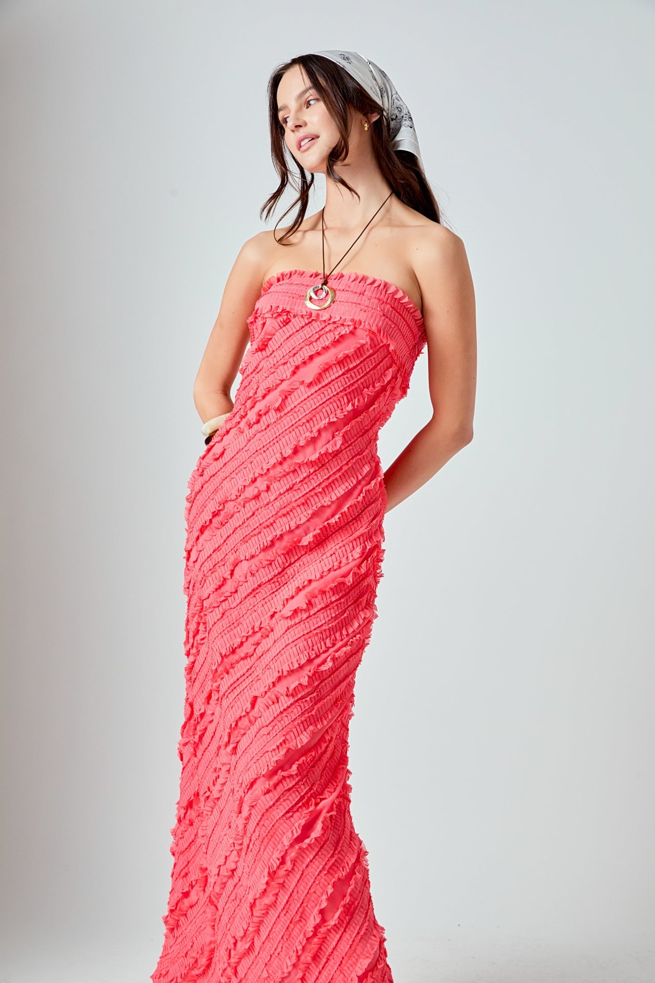 ENDLESS ROSE - Juliette Strapless Ruffled Maxi Dress - DRESSES available at Objectrare