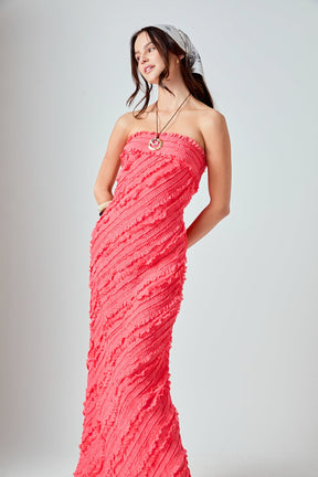 ENDLESS ROSE - Juliette Strapless Ruffled Maxi Dress - DRESSES available at Objectrare