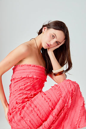 ENDLESS ROSE - Juliette Strapless Ruffled Maxi Dress - DRESSES available at Objectrare