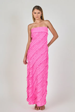 ENDLESS ROSE - Juliette Strapless Ruffled Maxi Dress - DRESSES available at Objectrare