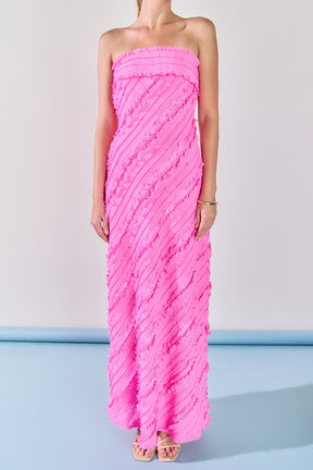 ENDLESS ROSE - Juliette Strapless Ruffled Maxi Dress - DRESSES available at Objectrare