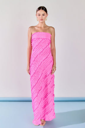 ENDLESS ROSE - Juliette Strapless Ruffled Maxi Dress - DRESSES available at Objectrare