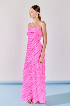 ENDLESS ROSE - Juliette Strapless Ruffled Maxi Dress - DRESSES available at Objectrare