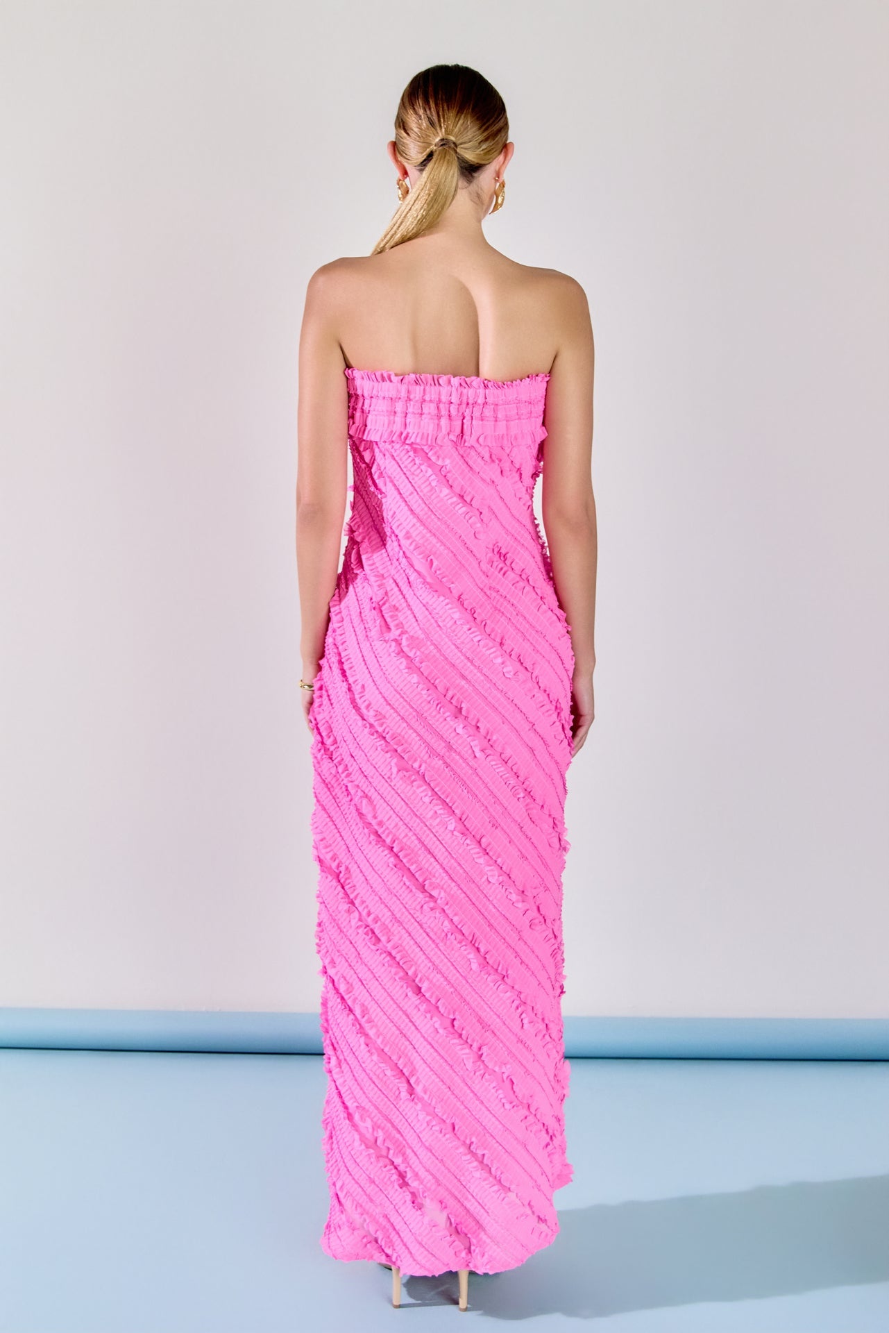 open lace back dress Pink Sequin Boucle Tailored Midi Dress – self-portrait main image 1