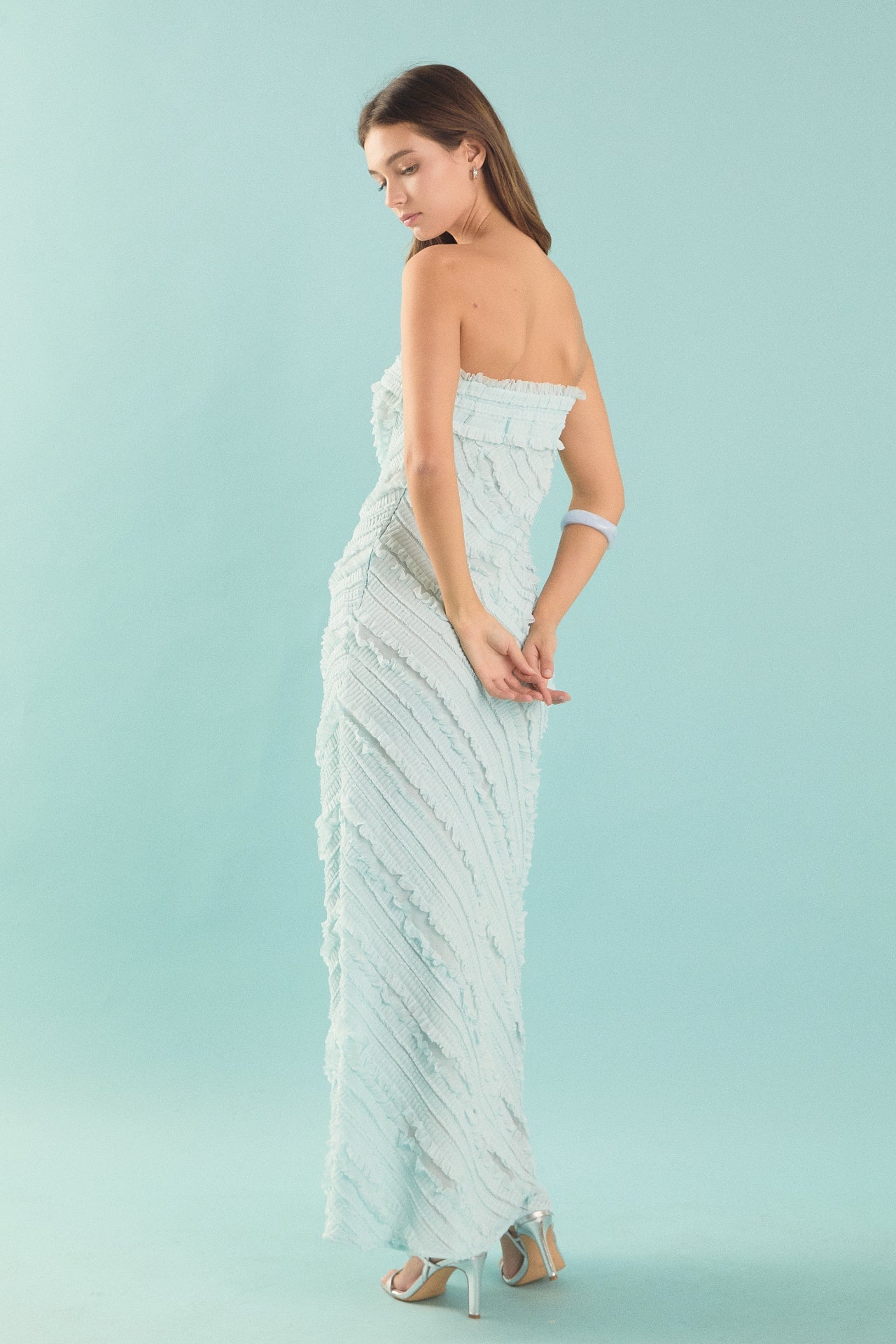 Strapless Ruffled Maxi Dress