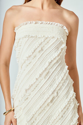 ENDLESS ROSE - Strapless Ruffled Maxi Dress - DRESSES available at Objectrare