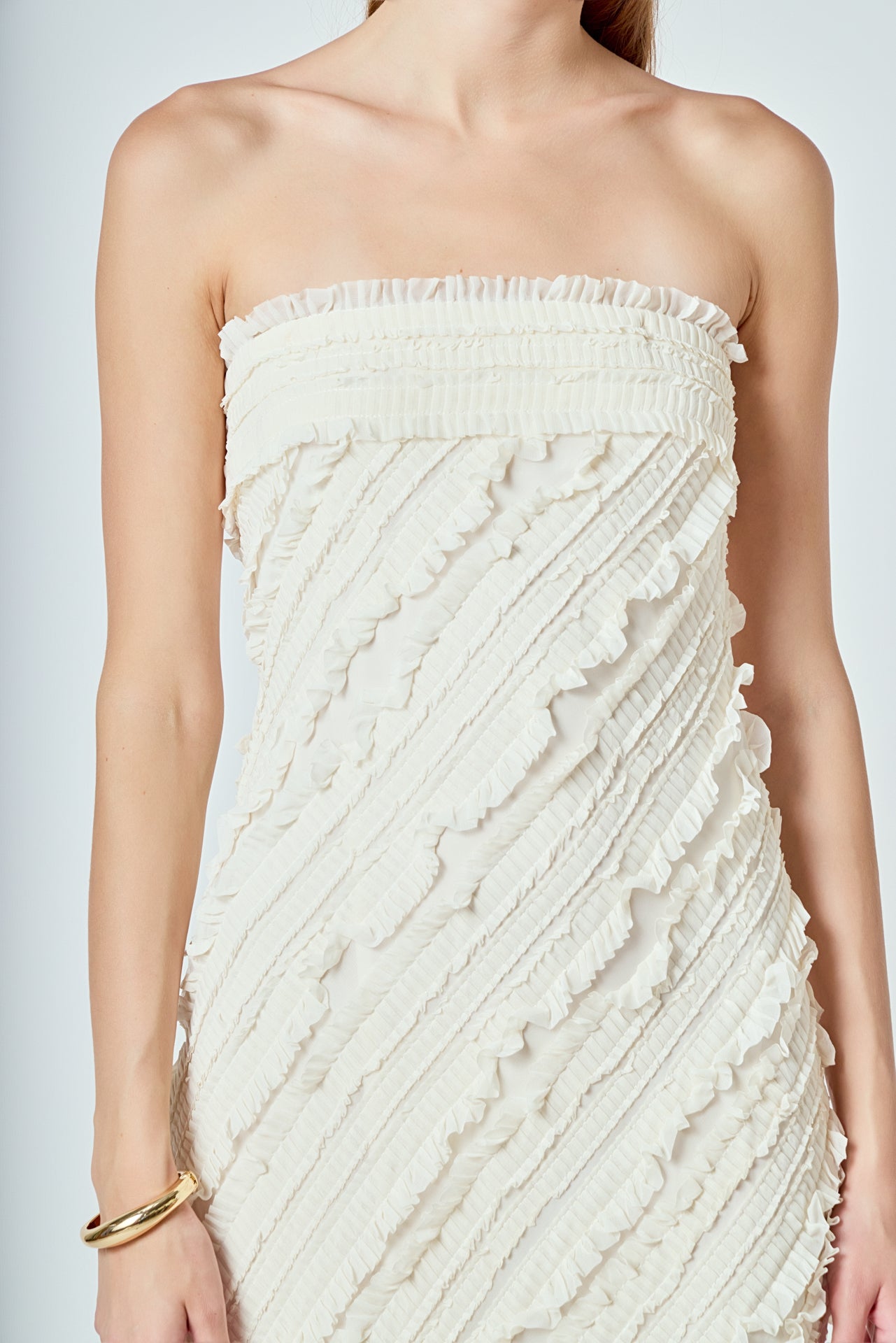 ENDLESS ROSE - Juliette Strapless Ruffled Maxi Dress - DRESSES available at Objectrare