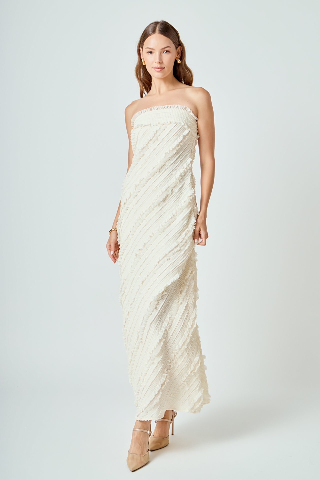 Strapless Ruffled Maxi Dress