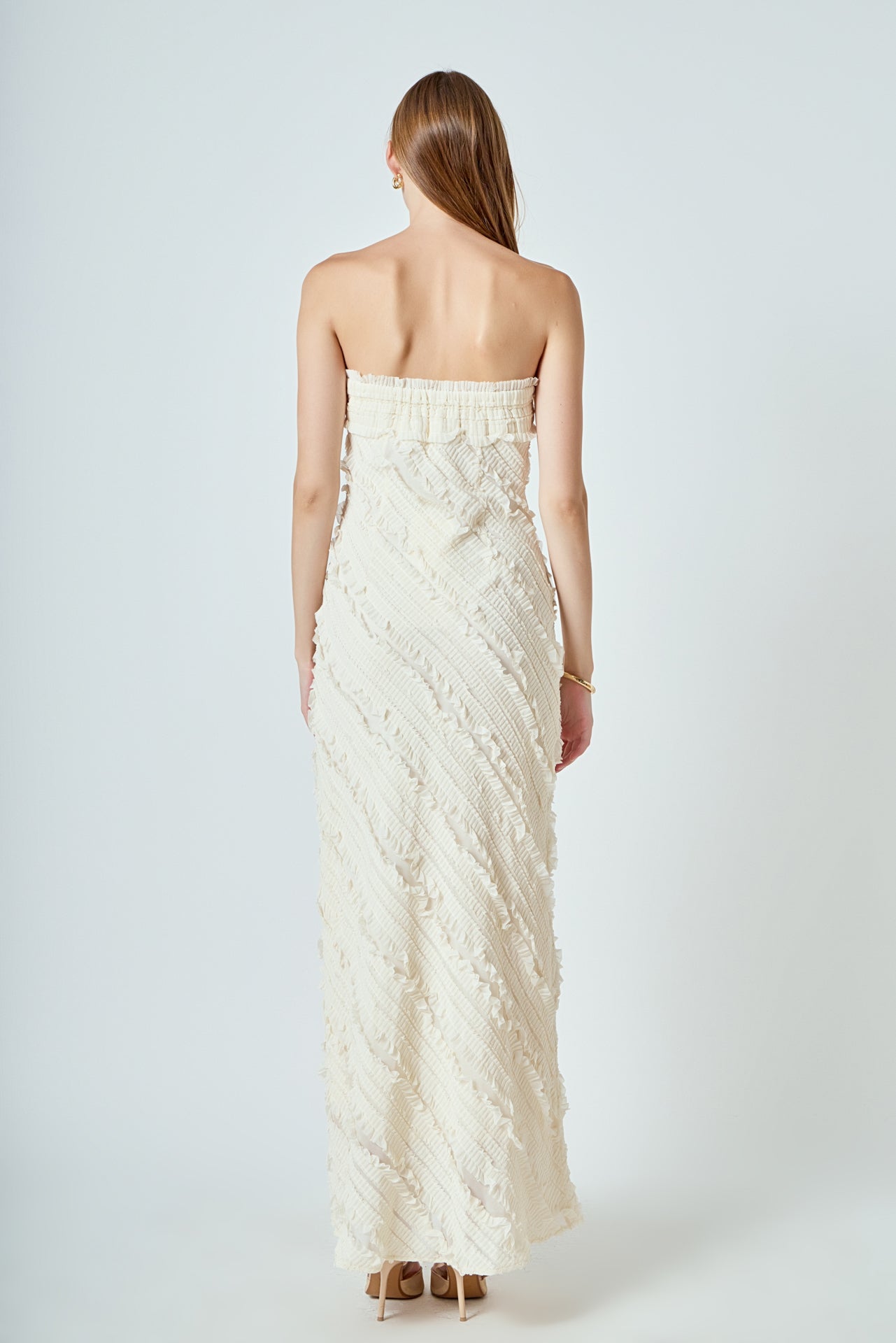 ENDLESS ROSE - Juliette Strapless Ruffled Maxi Dress - DRESSES available at Objectrare