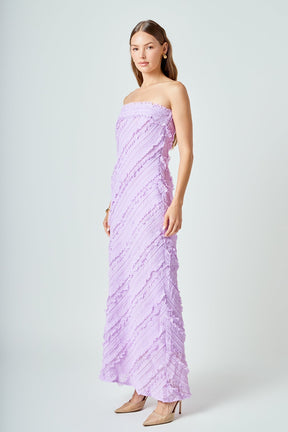 ENDLESS ROSE - Strapless Ruffled Maxi Dress - DRESSES available at Objectrare