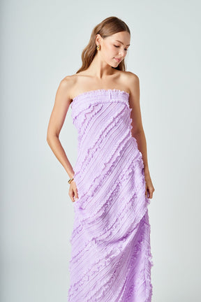 ENDLESS ROSE - Strapless Ruffled Maxi Dress - DRESSES available at Objectrare