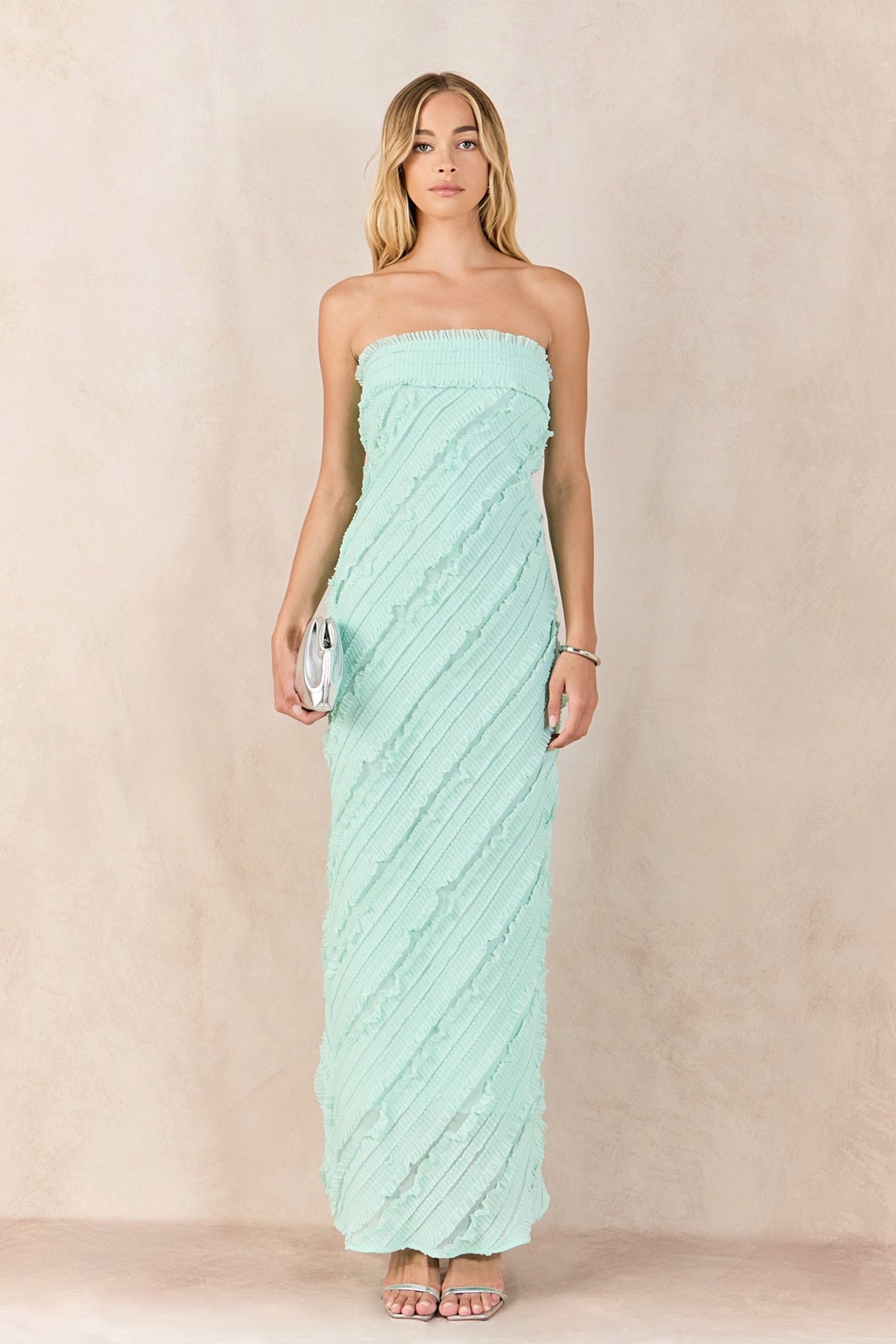 ENDLESS ROSE - Strapless Ruffled Maxi Dress - DRESSES available at Objectrare