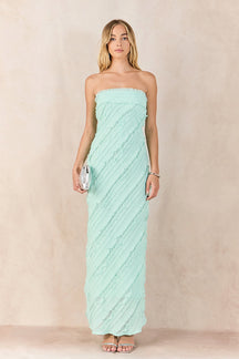 Strapless Ruffled Maxi Dress