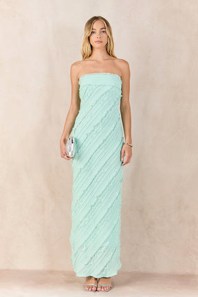 Strapless Ruffled Maxi Dress
