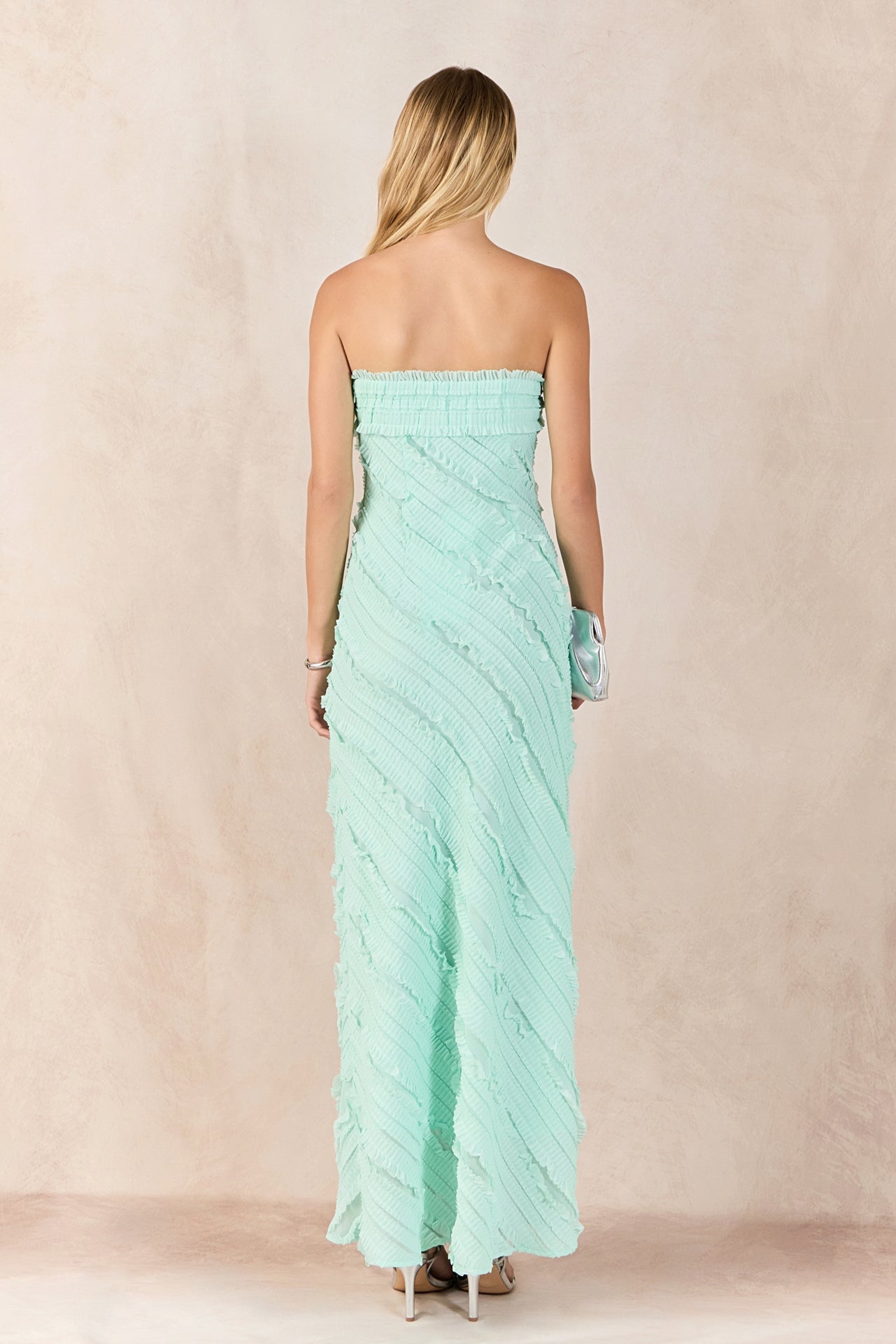 Strapless Ruffled Maxi Dress