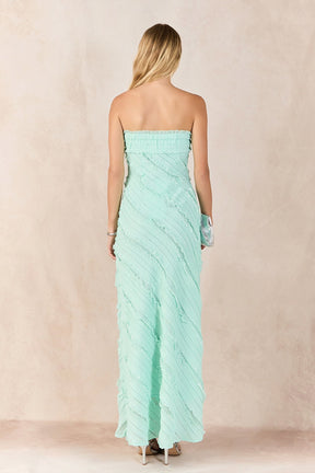 Strapless Ruffled Maxi Dress