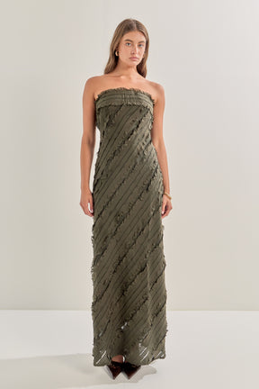 Strapless Ruffled Maxi Dress
