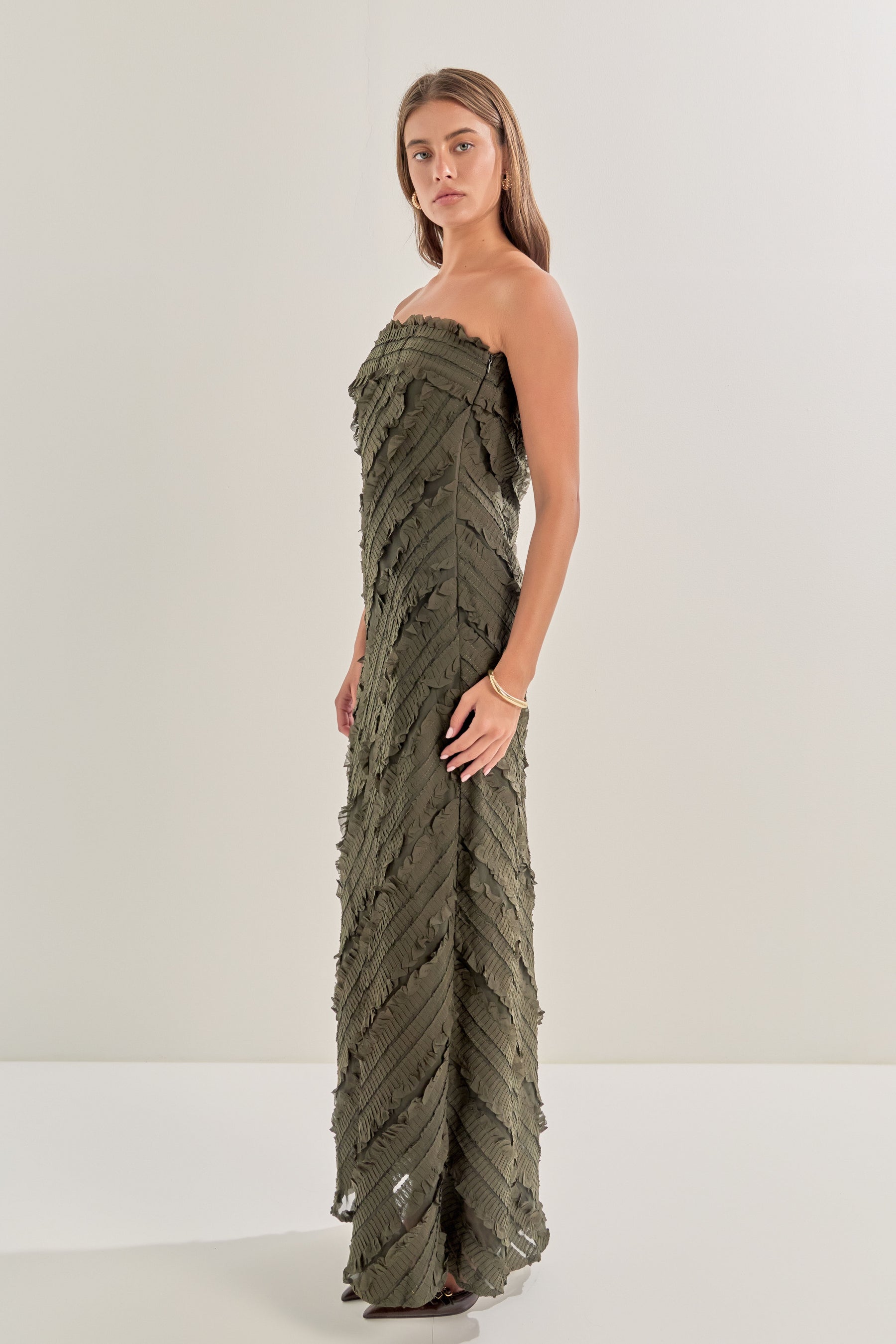 Strapless Ruffled Maxi Dress