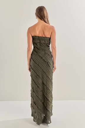 Strapless Ruffled Maxi Dress